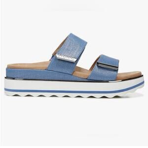 VIONIC Women's NEW 8.5 Brandie Platfom Strappy Slide Sandal Shoes Blue White Tan